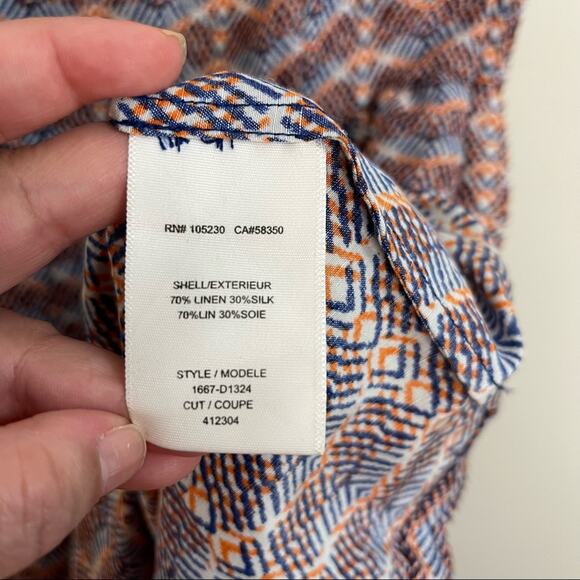 Joie Meriel Linen and Silk Chevron Print Sleeveless Dress - Picture 7 of 7